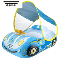 拓斯帝诺新款充气车子座圈儿童跑车型游泳圈带防晒遮阳棚喇叭坐圈