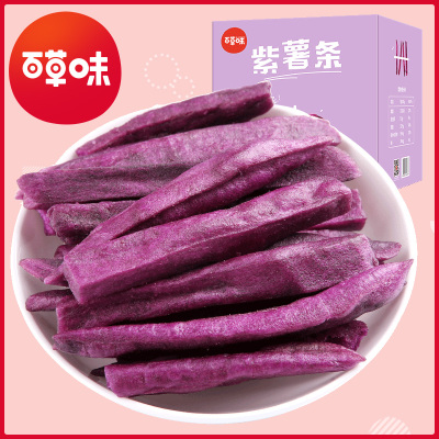 百草味(BE&CHEERY)[紫薯条90g×2盒]即食果蔬干芋头条特产素食零食小吃