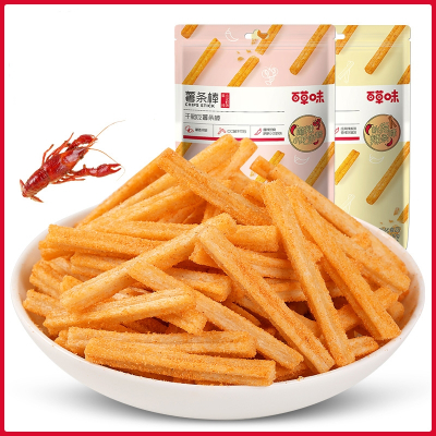 百草味(BE&CHEERY)薯条棒100g小龙虾辣条味薯条食品香酥土豆棒网红休闲小零食