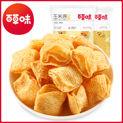 百草味-玉米浪40g玉米薯片膨化烤肉味休闲零食