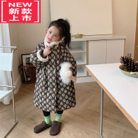 可莉允韩国童装女童复古碎花夹棉加厚棉袄冬季新品宝宝洋气厚实长款棉袄棉服