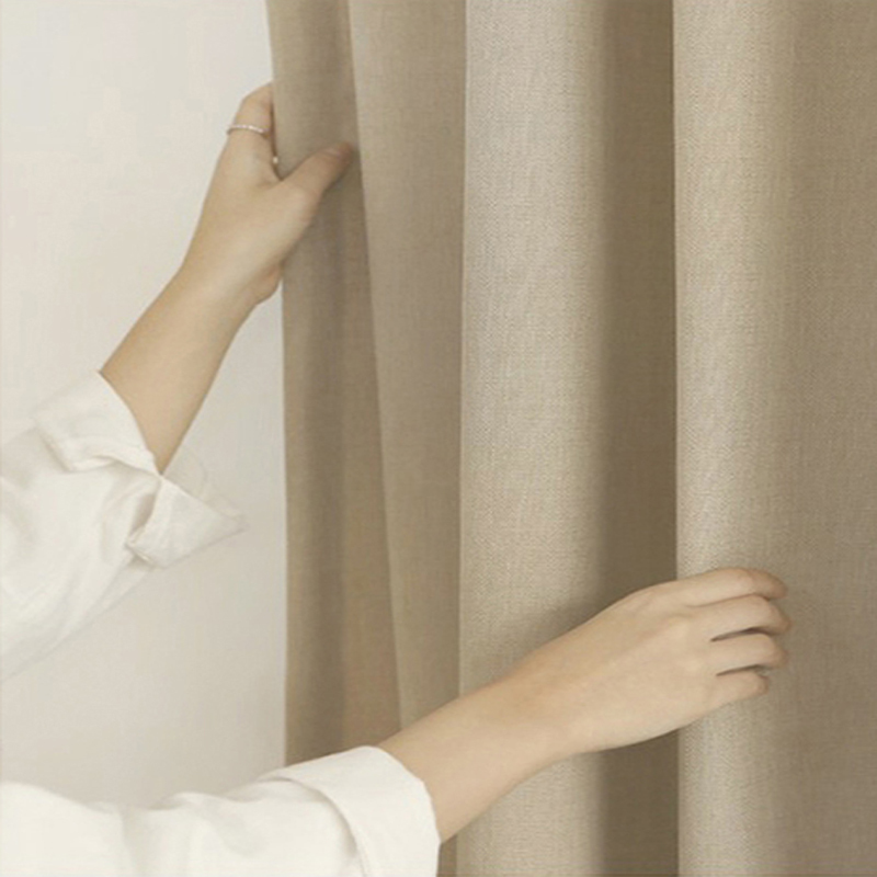 北欧风纯色定制窗帘挂布 客厅背景墙卧室阳台全遮光窗帘成品