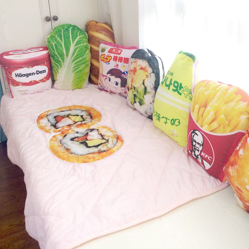 创意仿真食物零食薯片汽车办公室折叠靠枕靠垫抱枕空调被子两用图片