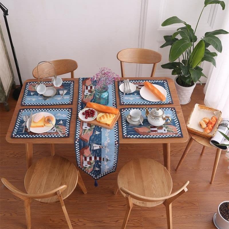 地中海棉麻桌布桌旗桌巾桌垫美式乡村茶几桌旗餐桌桌布 灯塔图片