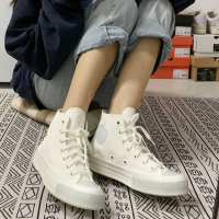金三志透明水晶标高帮复古帆布鞋欧阳娜娜同款白色果冻板鞋休闲鞋帆布鞋