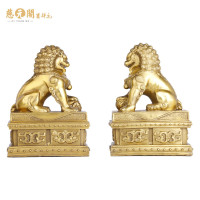 慈元阁开光纯铜狮子摆件一对北京狮宫门狮家居风水摆设开业礼品