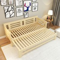 实木沙发床客厅多功能抽拉床坐卧两用松木伸缩床推拉床折叠沙发床