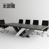 铁艺北欧现代简约实木会议桌长桌大型创意办公桌培训桌洽谈桌椅