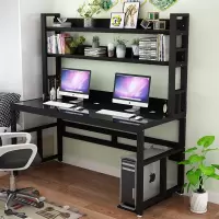 尋木匠电脑台式桌家用简约书桌带书架一体写字桌卧室钢化玻璃电脑桌