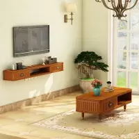 尋木匠新中式实木壁挂电视柜机顶盒置物架挂墙电视柜路由器架墙上电视柜