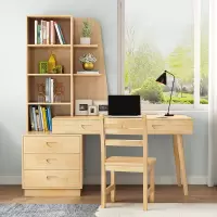 尋木匠纯实木书桌书架组合简约卧室书柜书桌一体家用松木学习桌