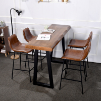 尋木匠复古实木靠墙小吧台家用桌椅组合现代简约高脚长咖啡厅休闲酒吧台