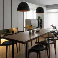 尋木匠实木餐桌椅组合家用小户型北欧长方形现代简约客厅轻奢铁艺饭桌子