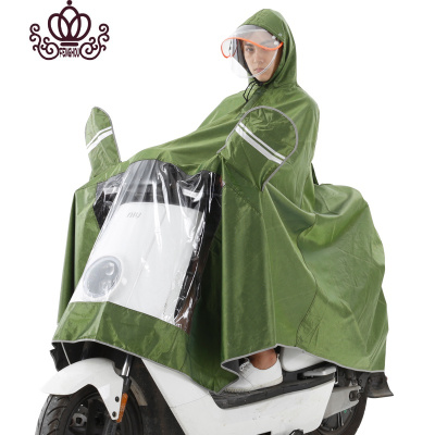 封后电动车摩托车雨衣双帽檐男女单人加大加厚提花电动车雨披