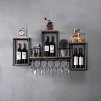 欧式铁艺实木酒架置物架壁挂红酒架葡萄架创意餐厅装饰酒柜酒杯架