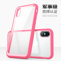 HIGE/iphone X手机壳 苹果x/10手机套 全包防摔软硬壳简约商务 iphone X 粉色+透明