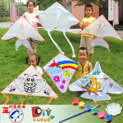 潍坊风筝儿童风筝DIY风筝教学绘画风筝手工空白风筝闪电客填色风筝
