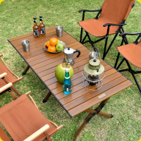 闪电客户外桌椅折叠桌铝合金蛋卷桌露营桌子便携式野餐桌装备全套