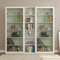 简约现代书柜书架自由组合储物柜子置物架客厅防尘玻璃书橱组合巨划算-白色现货左柜+右柜+中柜0.6-0.8米宽