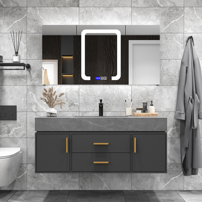 现代轻奢岩板浴室柜组合一体盆北欧简约卫生间洗脸池洗手盆面盆柜