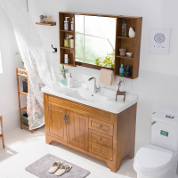 卫生间卫浴简约现代橡木落地式浴室柜组合厕所洗脸盆洗手池洗漱台