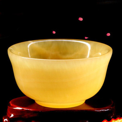 黄玉玉碗中式观赏收藏养生玉石摆件装饰老式碗个性创意