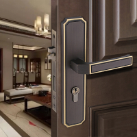 新中式铜室内房间门锁欧式阿斯卡利卧室双开门门锁家用