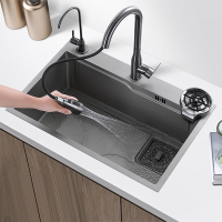 枪灰纳米加厚水槽大单槽厨房洗菜盆手工家用洗手洗碗池