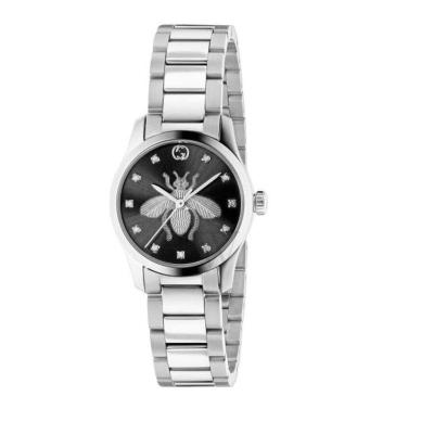 古驰(GUCCI) 女表不锈钢黑色(蜜蜂刺绣)表盘手表简约百搭石英手表 全球购
