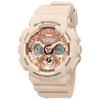 卡西欧(CASIO) G-Shock 玫瑰金色表盘石英手表男女同款 GMA-S120MF-4ACR