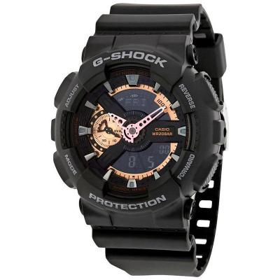 卡西欧(CASIO)男士 G-Shock 黑色树脂黑色表盘时尚经典潮流石英手表GA110RG-1A