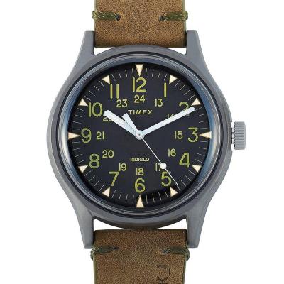 天美时(Timex)男士 MK1 皮革黑色表盘经典时尚百搭石英手表