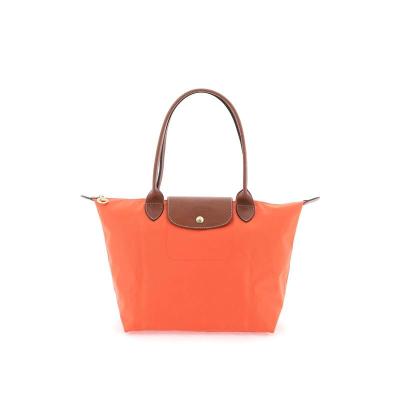 珑骧Longchamp女士百搭时尚可折叠橙色购物手提包L2605089