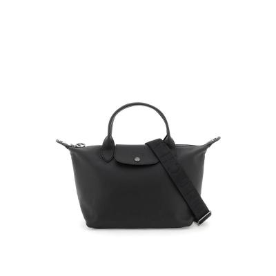 珑骧Longchamp女士百搭时尚黑色折叠式小型购物手袋手提包单肩斜挎包1512987