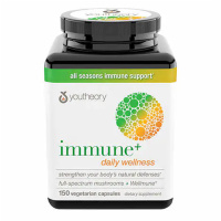 youtheory Immune+ 每日健康,150 粒素食胶囊提供 100% 每日所需的维生素 C、D3 和锌
