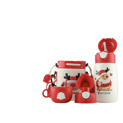 韩国杯具熊圣诞款抱抱熊BEDDYBEAR正品儿童保温杯带吸管两用水壶男女学生婴儿便携水杯子530ml