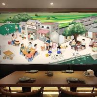 潮汕特色乡村怀旧风格建筑3d大型壁画餐厅饭店砂锅粥美食壁纸墙纸壹德壹