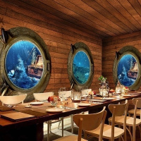3d实景海盗船大型壁画主题餐厅KTV酒吧壁纸休闲咖啡店个性墙纸壹德壹