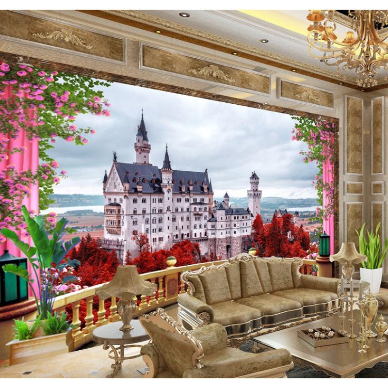 欧式3D背景墙壁纸粉色叶鲜花复古墙纸卧室大型客厅商务_9_1 高档无缝珍珠（整幅）