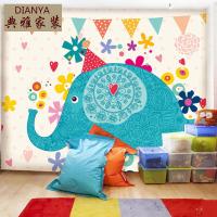 儿童房墙纸幼儿园卧室墙纸卡通壁画可爱欢乐大象大型壁纸壁画壹德壹