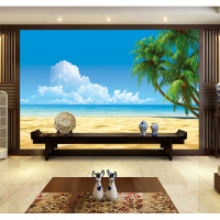 沙滩椰树墙纸温馨简约无纺布壁纸电视背景墙客厅卧室大型壁画防水壹德壹