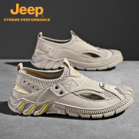 jeep男士凉鞋2022新款包头真皮镂空凉皮鞋夏季透气外穿沙滩鞋男潮