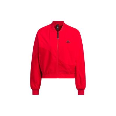 adidas FW23 龙年CNY系列 Logo龙图案刺绣徽标拉链飞行员夹克外套女款浅猩红7737132