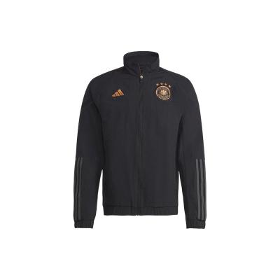 adidas Dfb Pre Jacket 德国队品牌Logo印花足球运动夹克外套男款黑色3341346