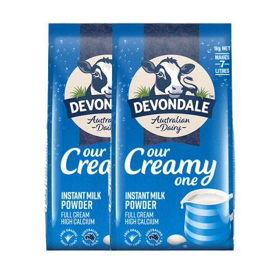 DEVONDALE德运 高钙全脂成人牛奶粉 1kg/袋[2袋装] 澳洲进口 效期:2024.07