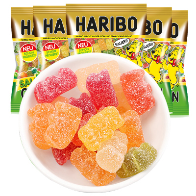 Haribo哈瑞宝德国进口金熊酸味软糖175g*2袋小熊橡皮糖儿童水果味糖果喜糖