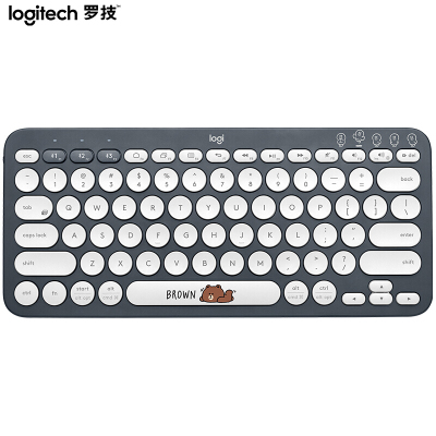 罗技（Logitech）K380无线蓝牙键盘鼠标套装苹果键盘多设备超薄静音蓝牙鹅卵石布朗熊