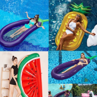 网红游泳圈儿童水上玩具成人女漂浮闪电客气垫西瓜菠萝茄子浮排充气浮床
