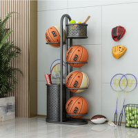 闪电客家用篮球收纳架室内足球类置物架摆设运动器材球架体育球拍收纳筐