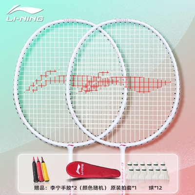 李宁(LI-NING)羽毛球拍套装羽毛球球拍全碳素纤维专业单双拍子